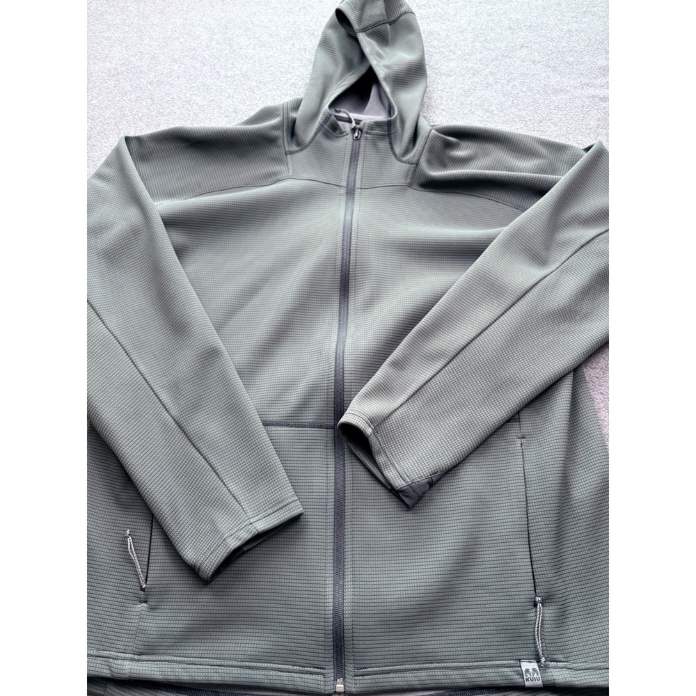 KUIU Peloton 240 Full Zip Hoodie Mens XXL Olive Green Wind Resistant Grid Fleece